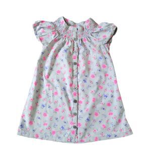 EUC TEA GRAY FLORAL BUTTON DOWN DRESS W/POCKETS SZ.3